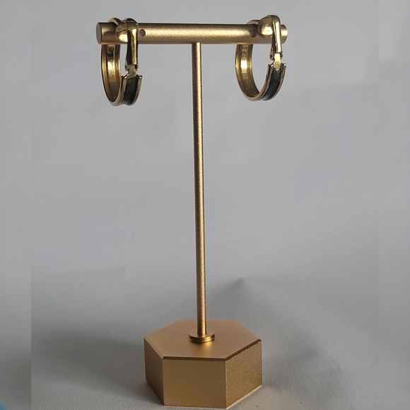 VTG Green Tortoise Enameled Hoop Clip-On Earrings - Picture 3 of 5